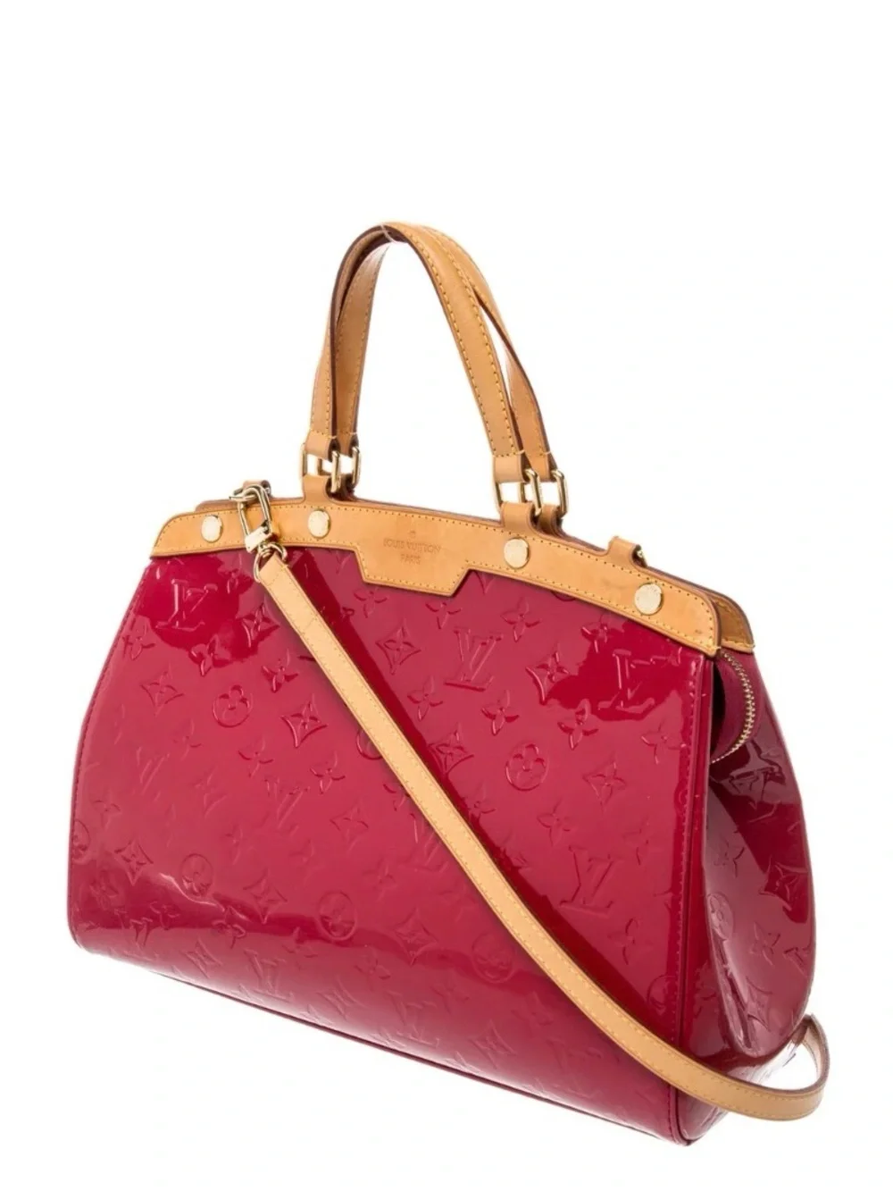 Louis Vuitton Red Vernis Brea MM Top Handle  Detachable Strap